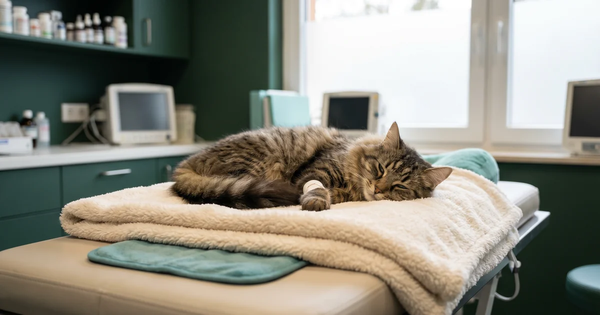 cat being monitored by vet after vaccination at Pawspact Abu Dhabi for side effects