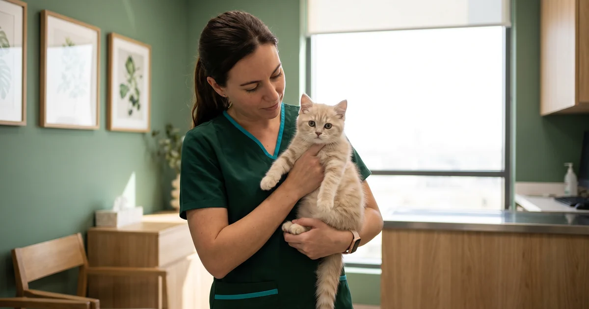 young kitten at Pawspact veterinary clinic in Abu Dhabi ready for spay procedure