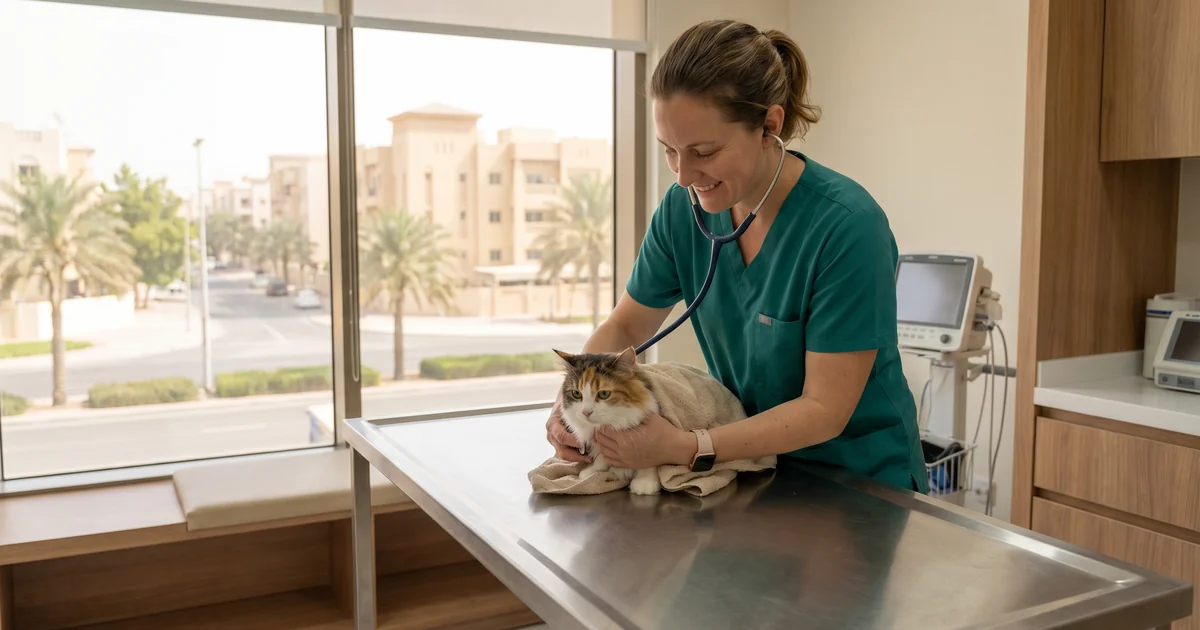 veterinarian performing spay and neuter surgery on cat and dog at Pawspact Abu Dhabi